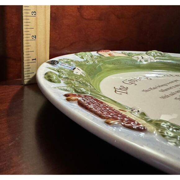 The Giving Plate 12.5" Hand Painted Raised 3D Farmhouse Country Scene on Border - Picture 7 of 7
